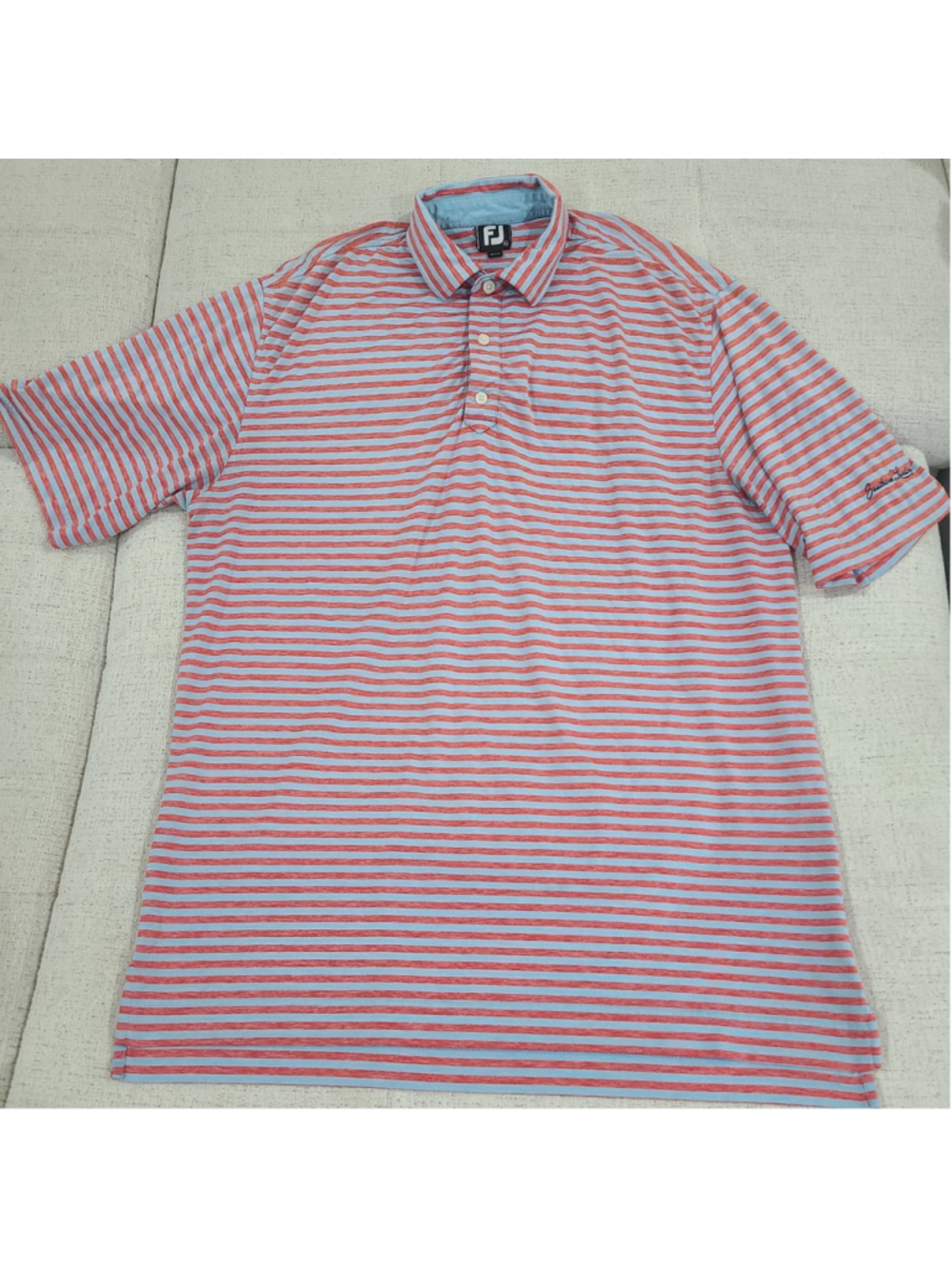 Footjoy FJ Navy Golf Course Southern Landings Polo Shirt Mens Sz XL Blue Orange